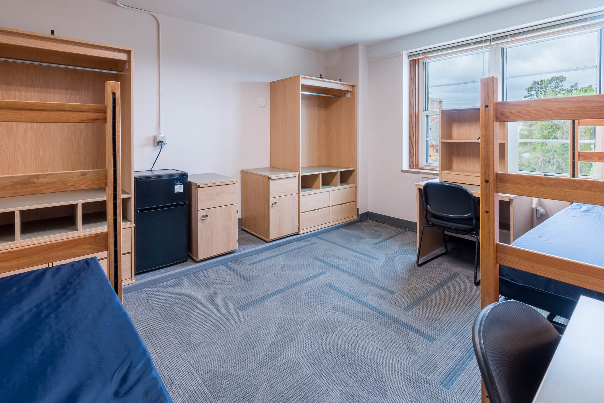 A photo of a double room in Slichter Residence Hall