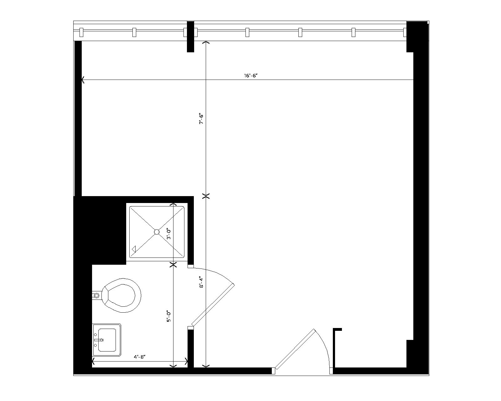 Phillips Single with Bath room dimensions