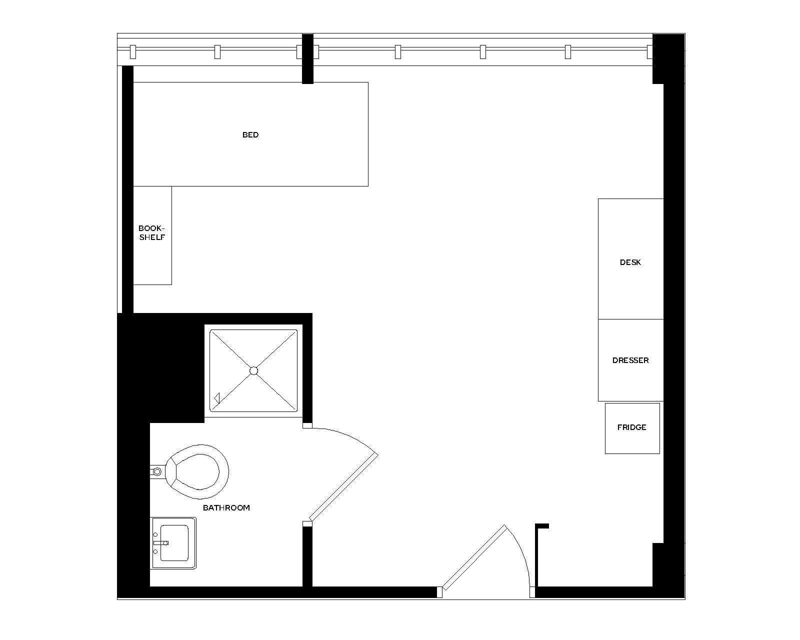 Phillips Single with Bath room dimensions