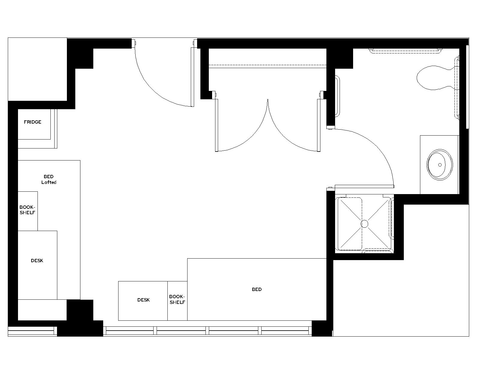 Smith Double with Bath room furniture