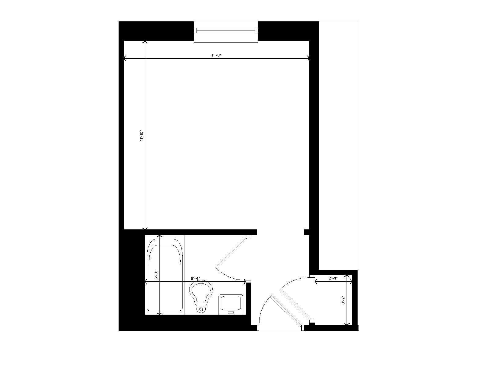 Waters Single with Bath room dimensions