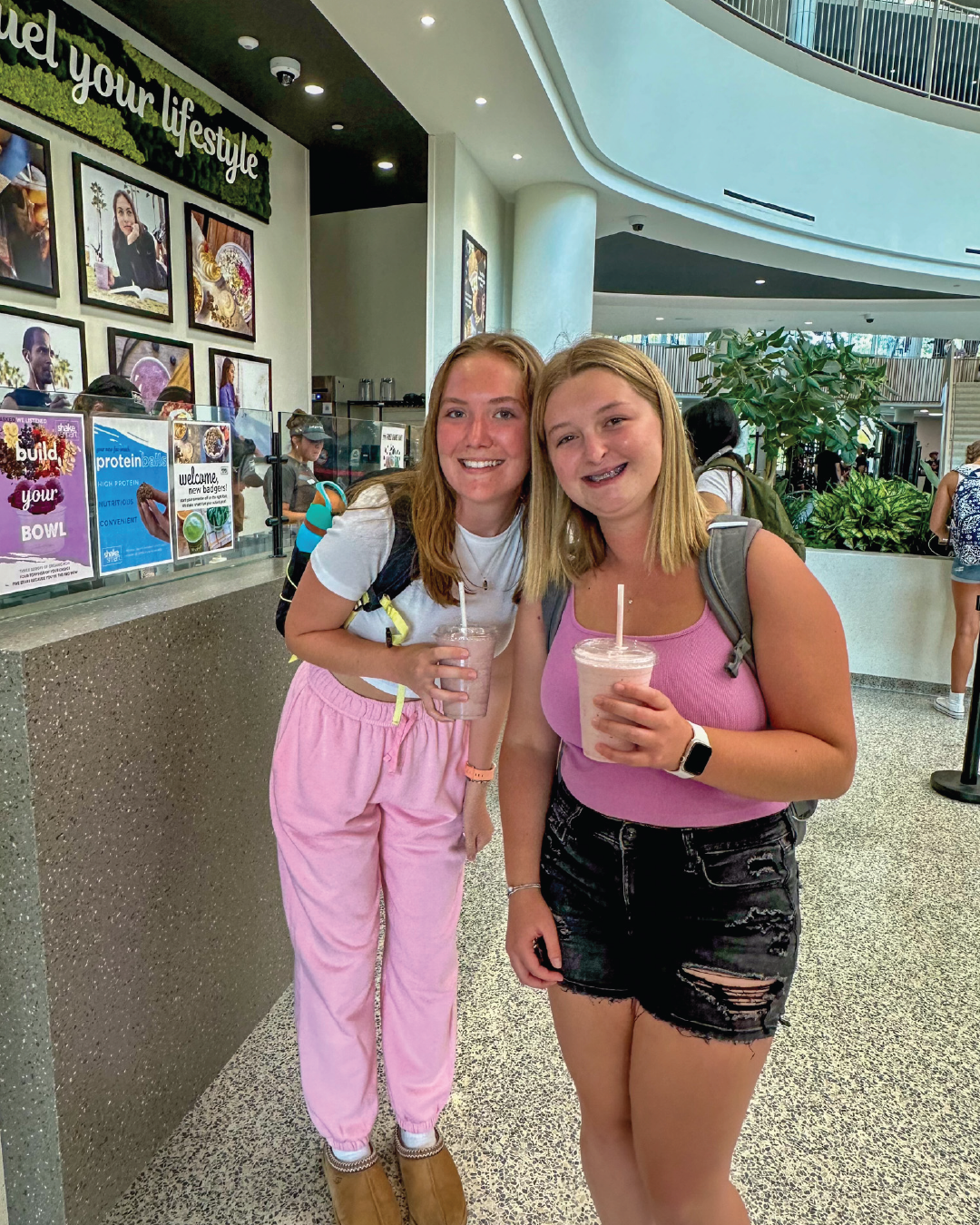 Free Shake Day - students with their shakes