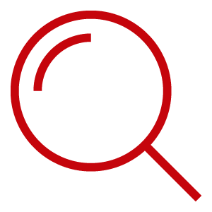 red magnifying glass icon