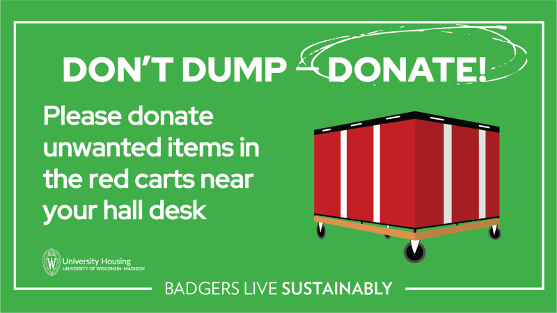 Housing Sustainability Don't Dump - Donate! Signage
