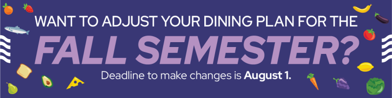 Meal plan change fall semester - email header