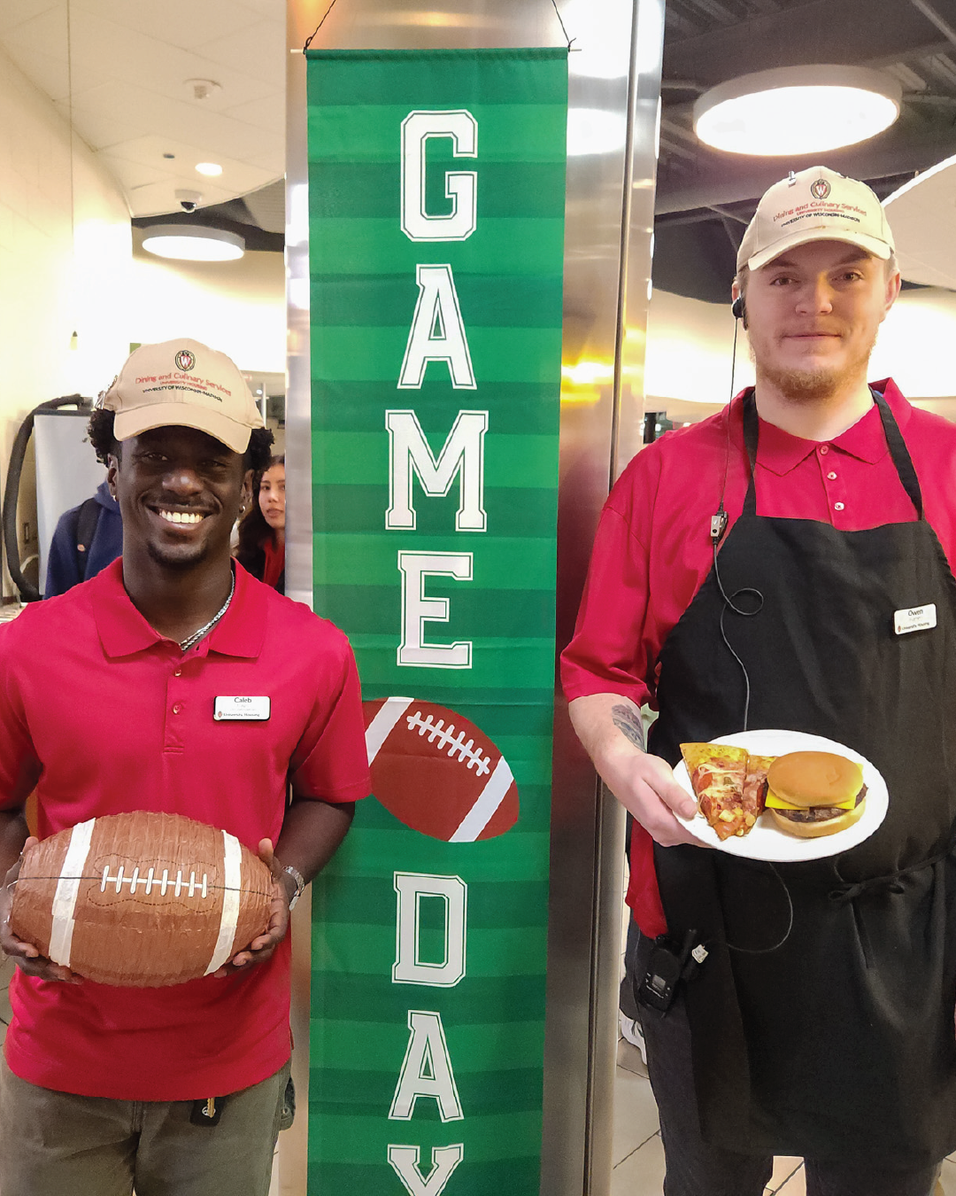 Packers & Bears Preview Party event - staff posing with food & decor