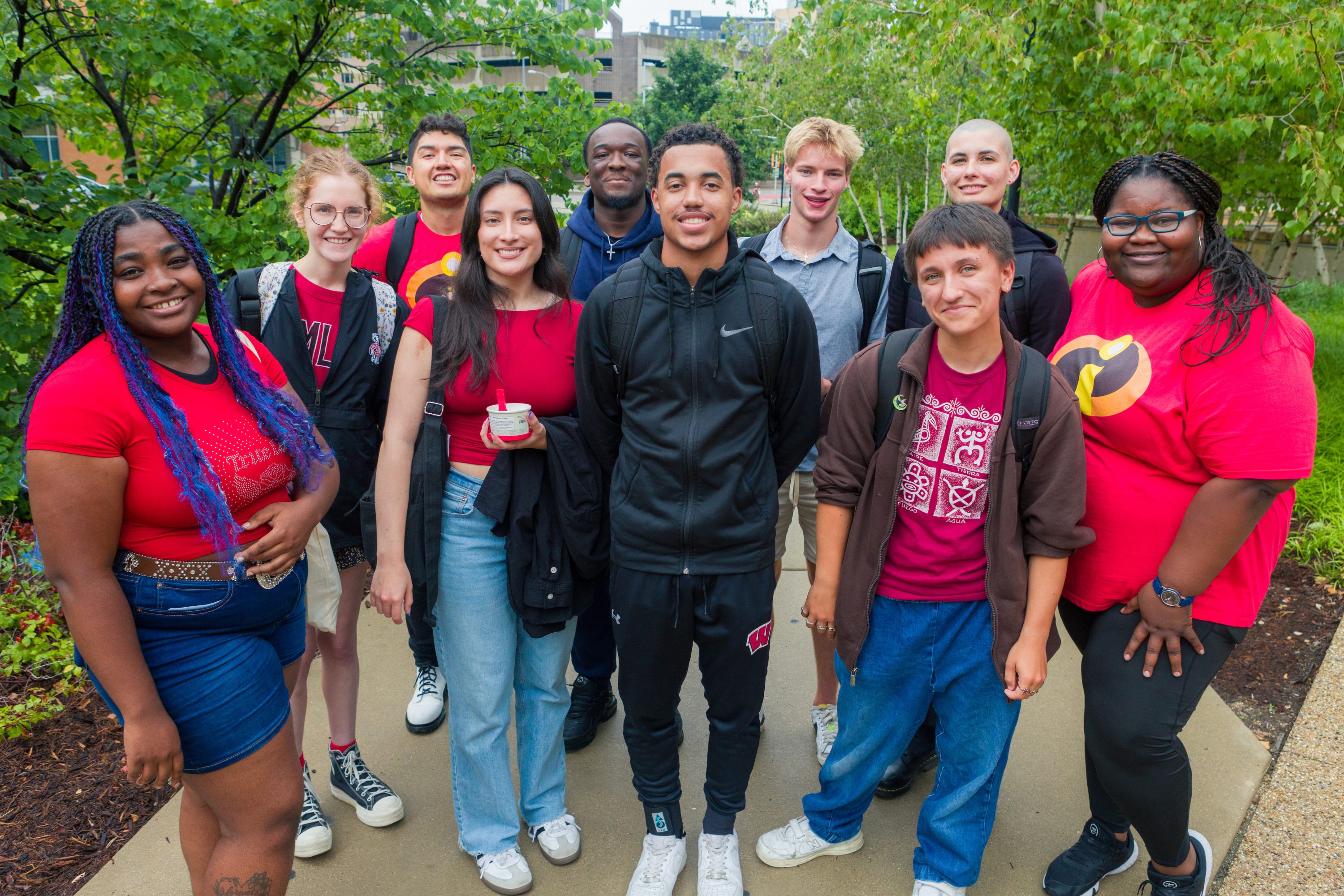 group of staff posing and smiling