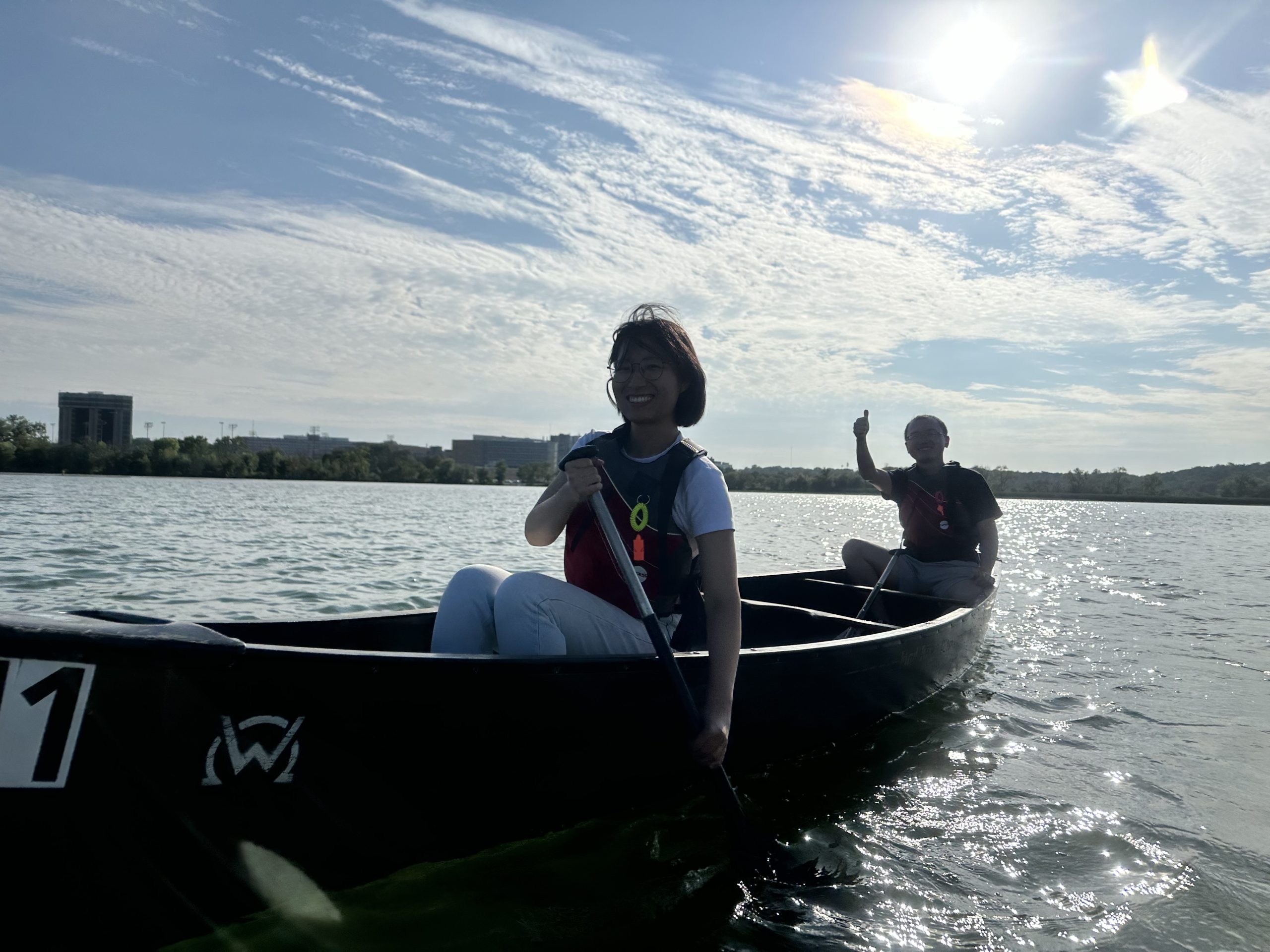 Two people canoeing
