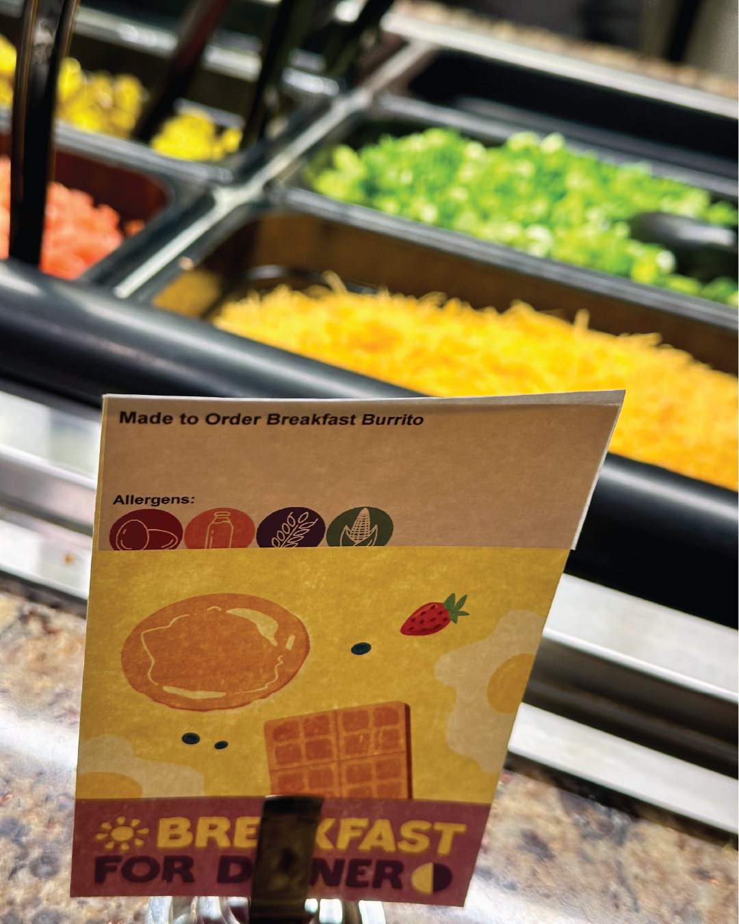 Rheta's Breakfast for Dinner event food - made to order breakfast burrito