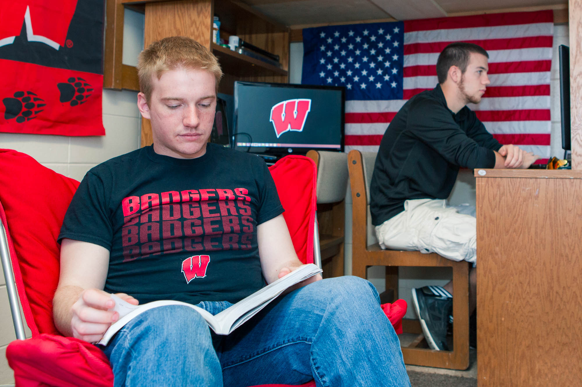 Residents in a double room in Sellery Residence Hall in 2013