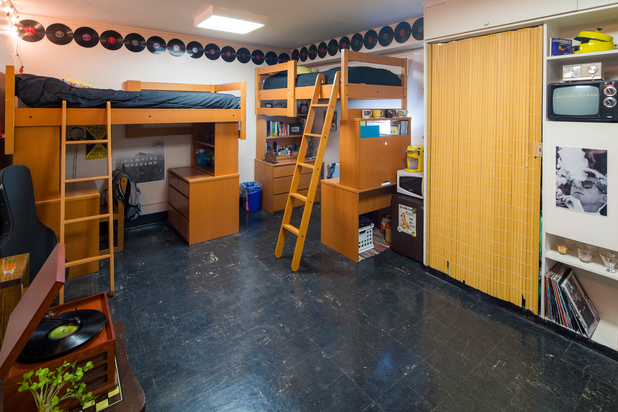 A double room in Waters Residence Hall in 2013