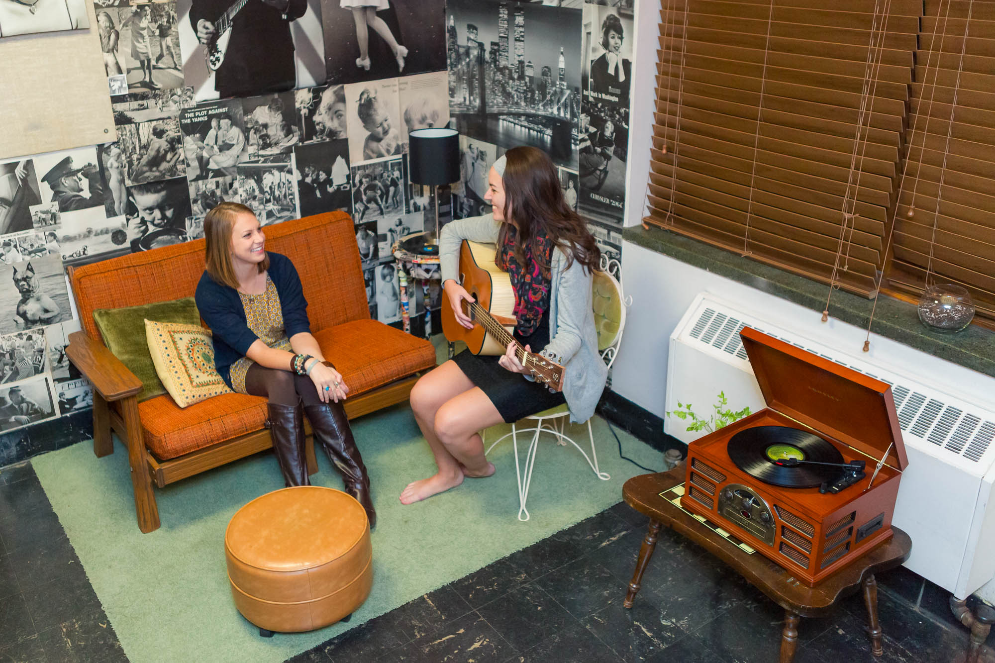 Residents in a double room in Waters Residence Hall in 2013