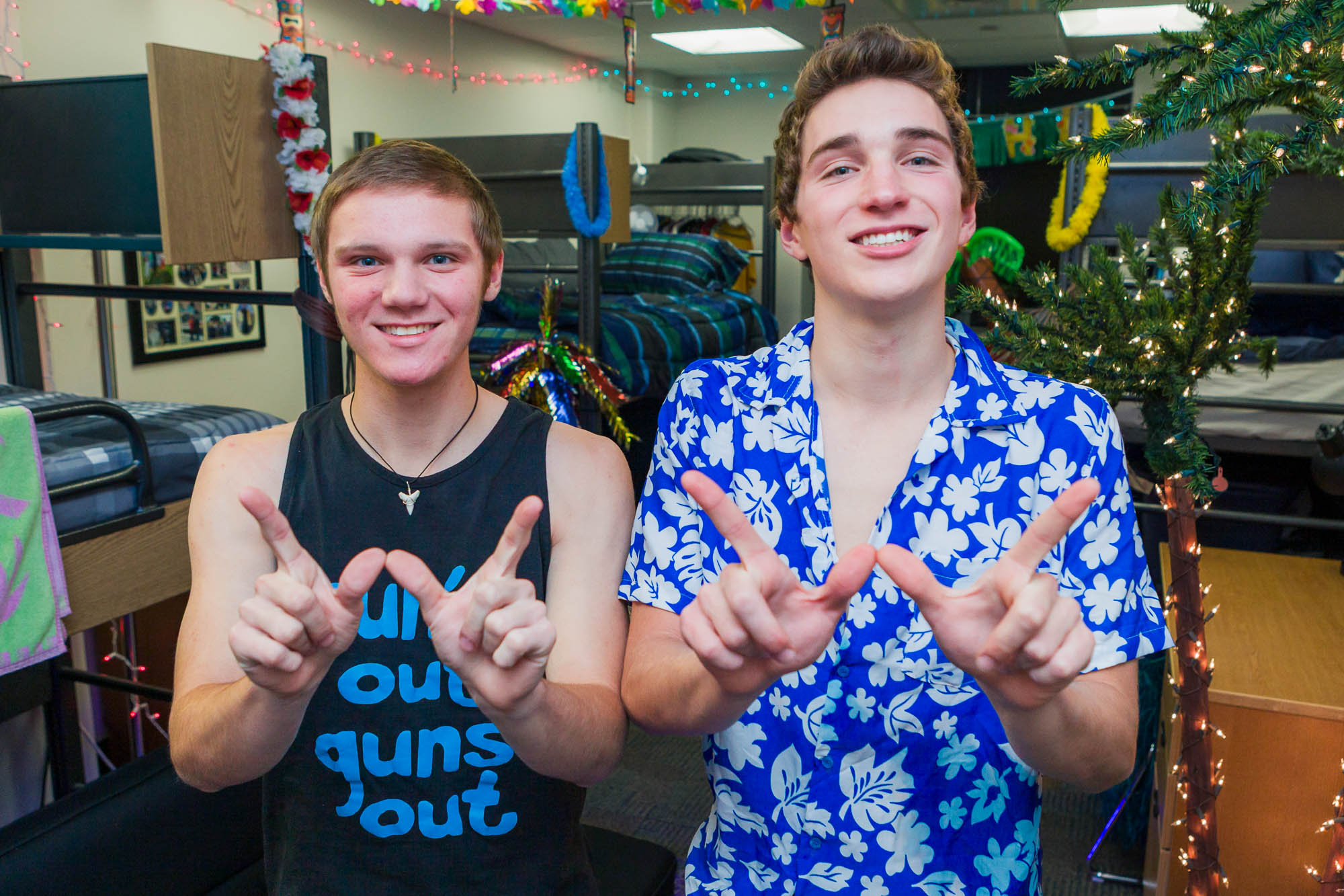 Residents in a double room in Ogg Residence Hall in 2014