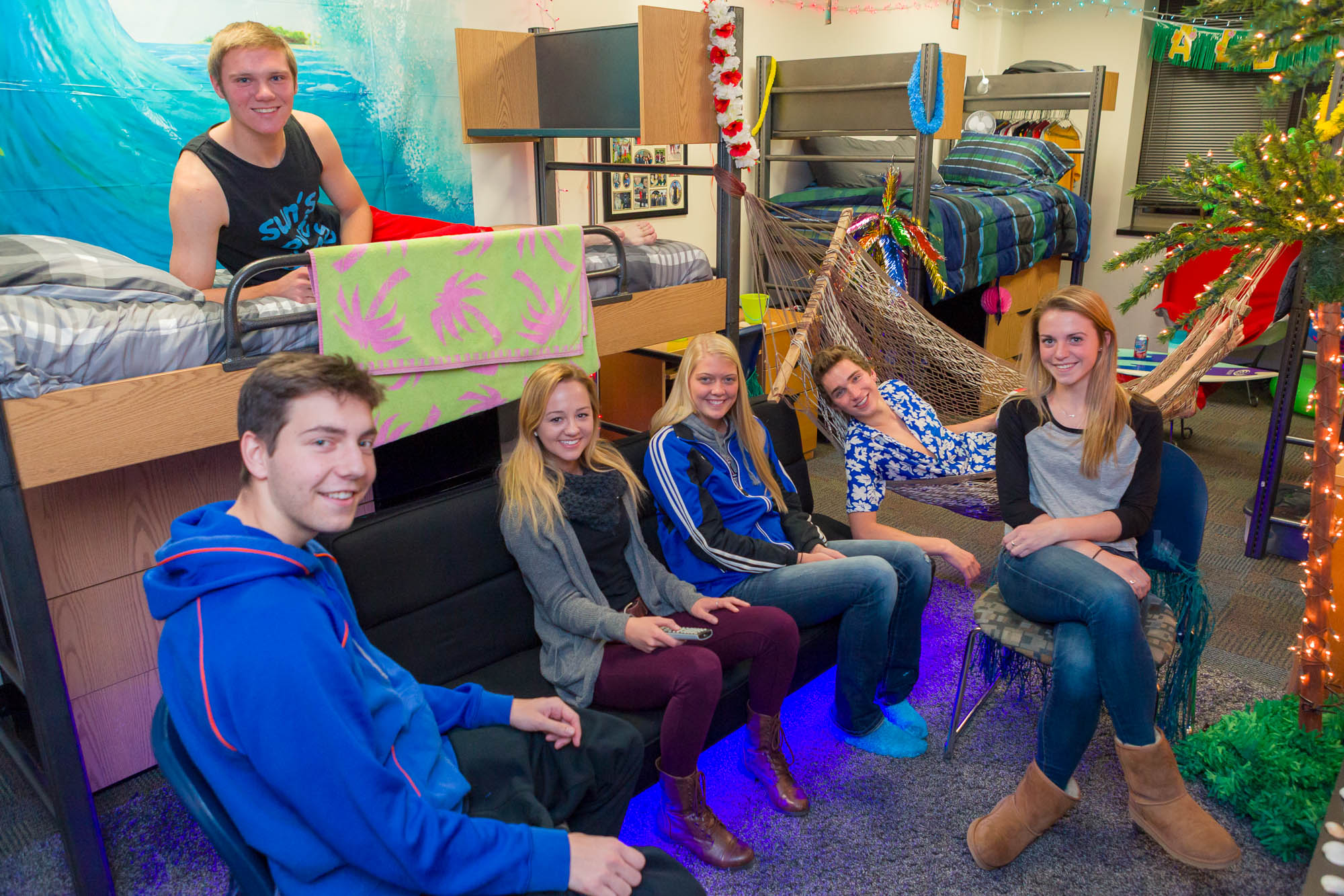 Residents in a double room in Ogg Residence Hall in 2014