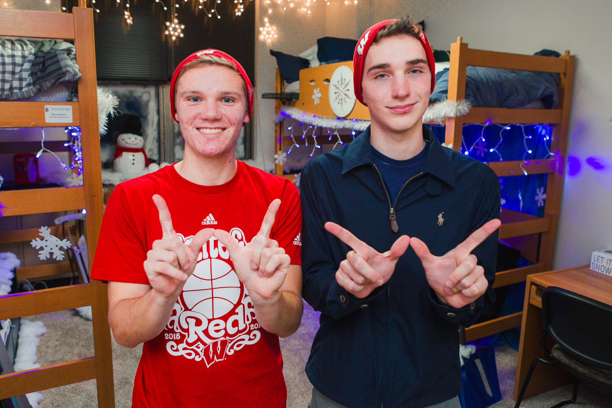 Residents in a double room in Ogg Residence Hall in 2015