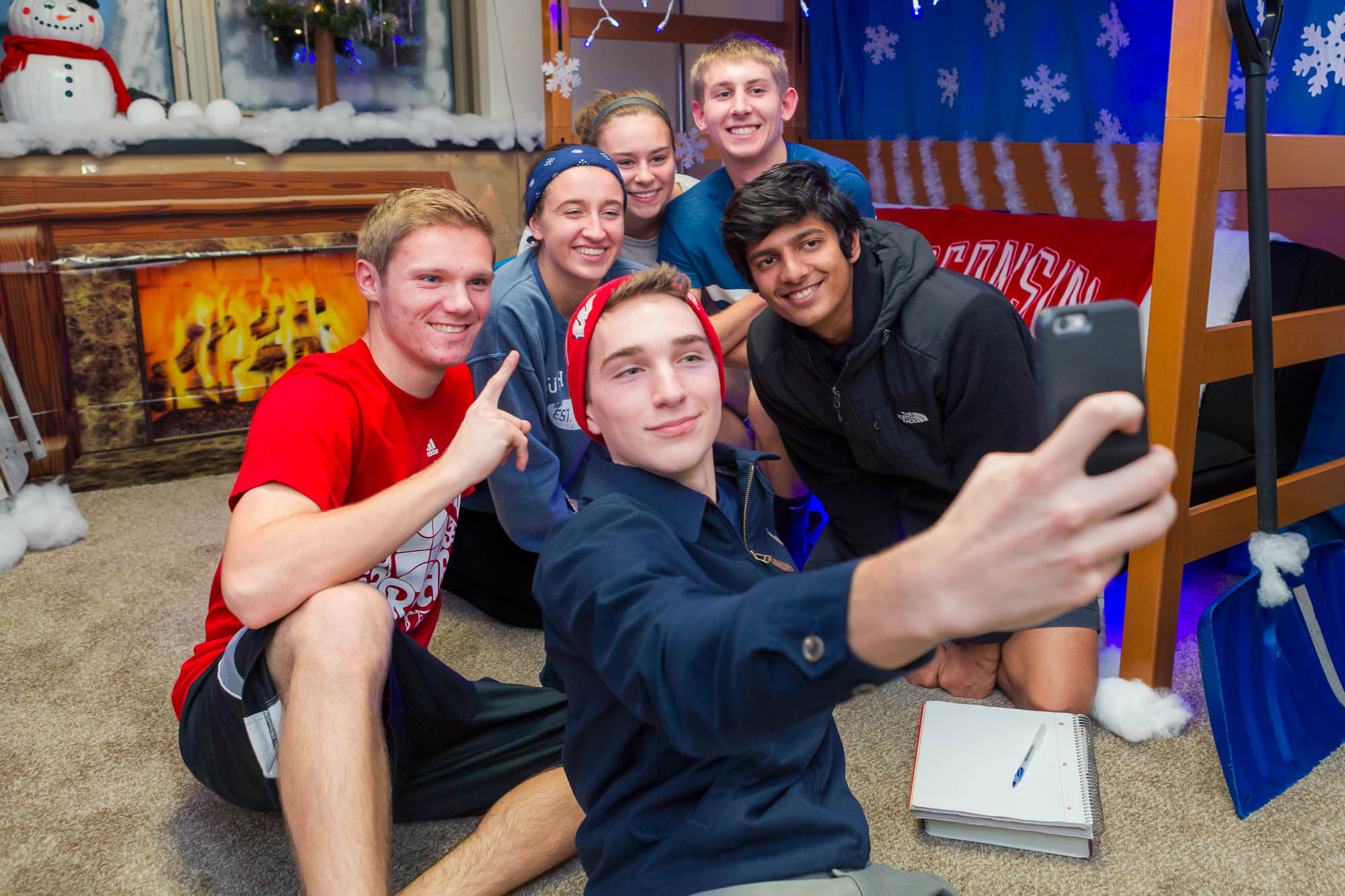 Residents in a double room in Ogg Residence Hall in 2015