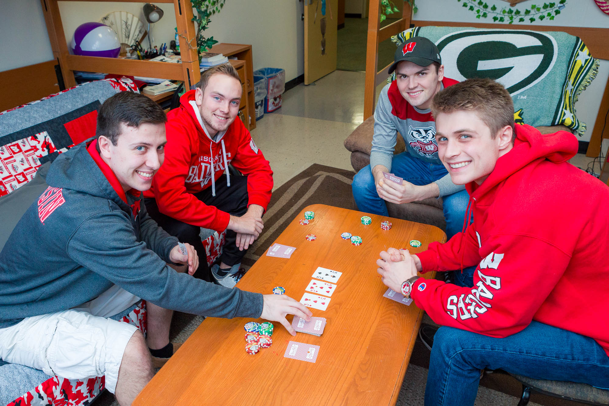 Residents in a double room in Ogg Residence Hall in 2017
