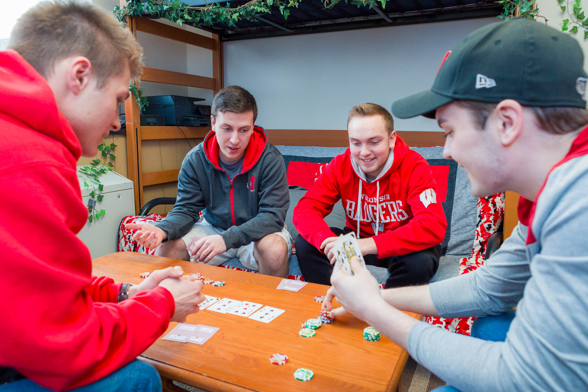 Residents in a double room in Ogg Residence Hall in 2017