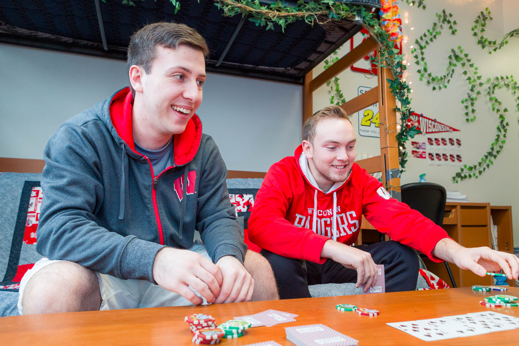 Residents in a double room in Ogg Residence Hall in 2017