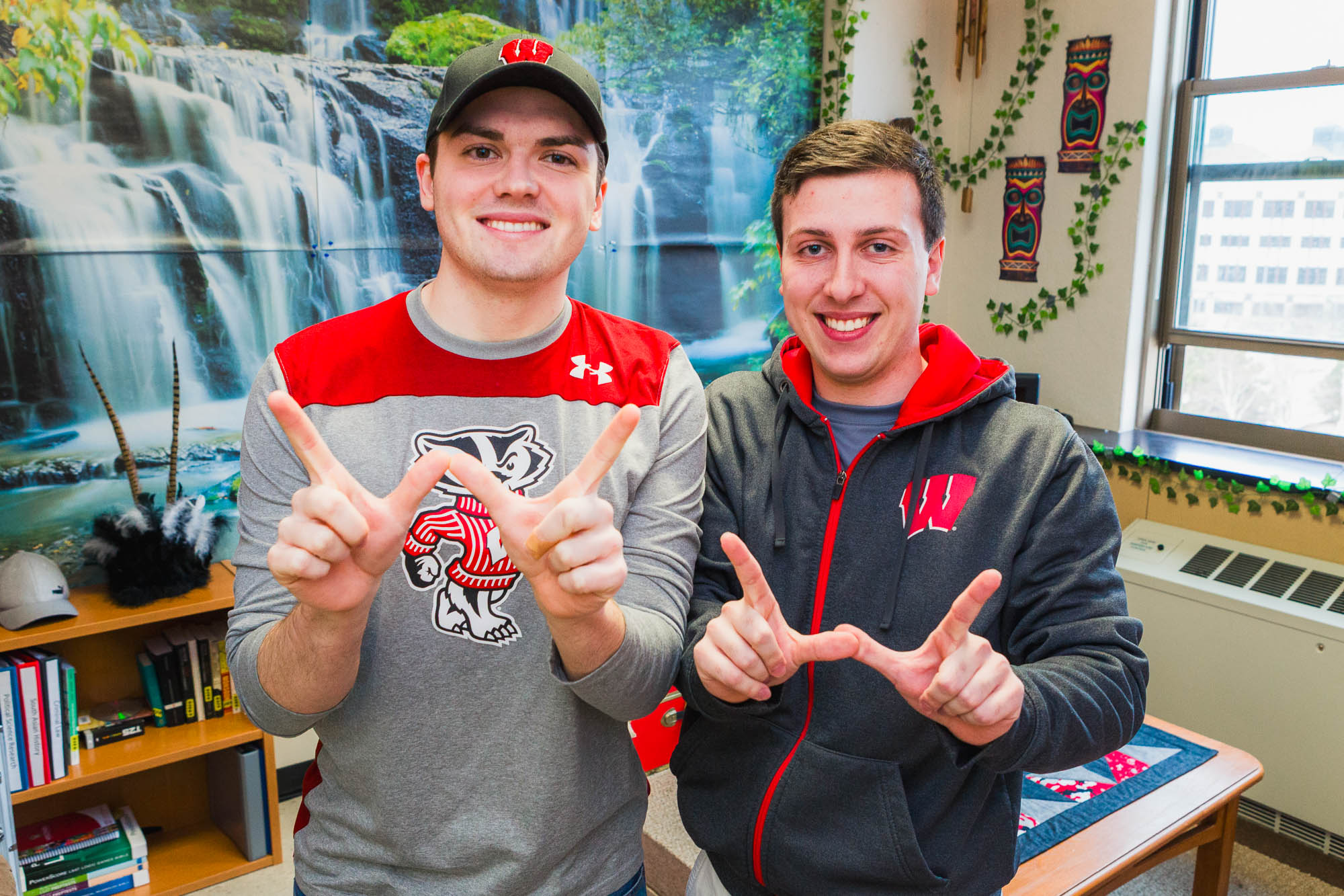 Residents in a double room in Ogg Residence Hall in 2017