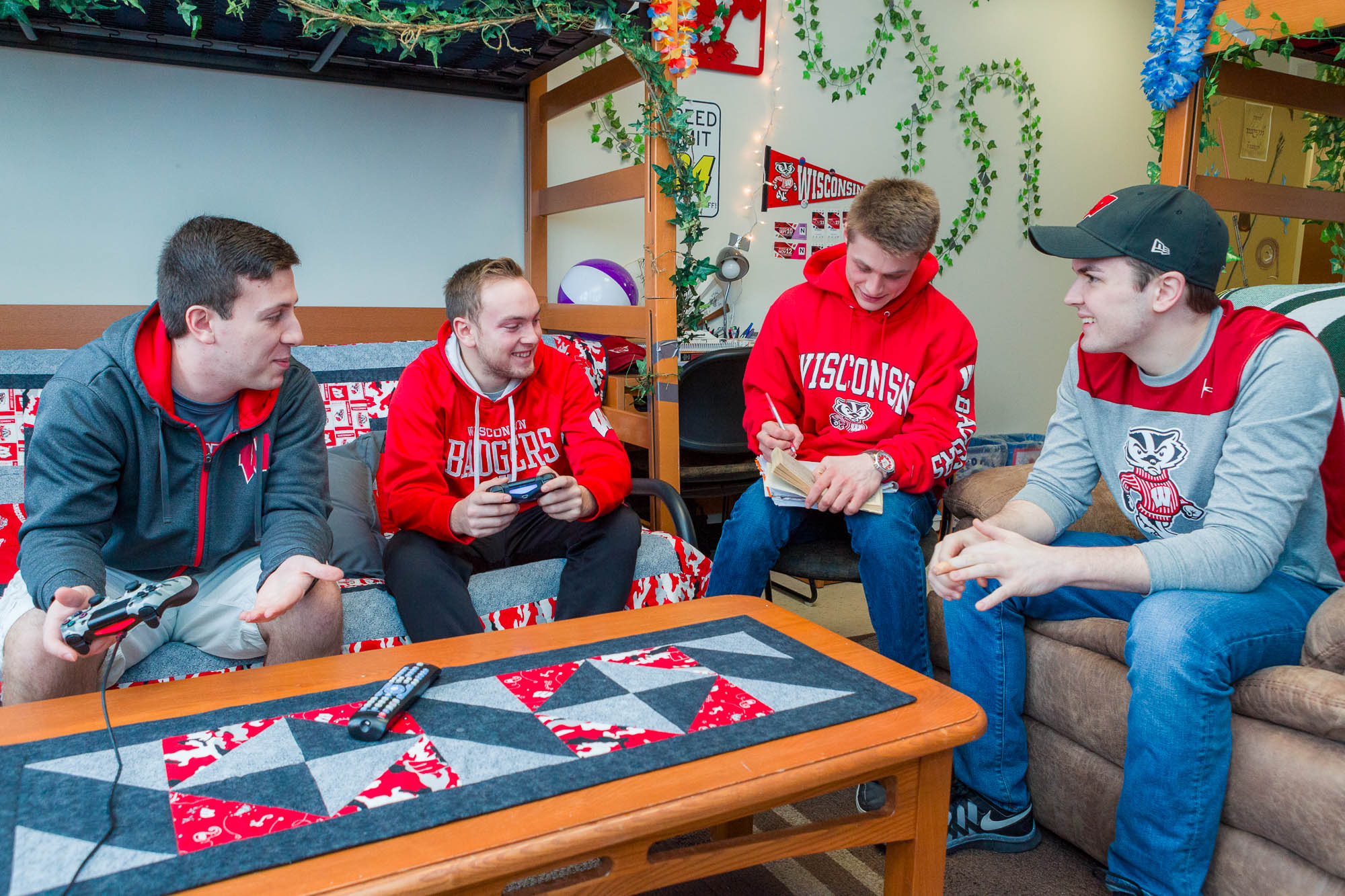 Residents in a double room in Ogg Residence Hall in 2017