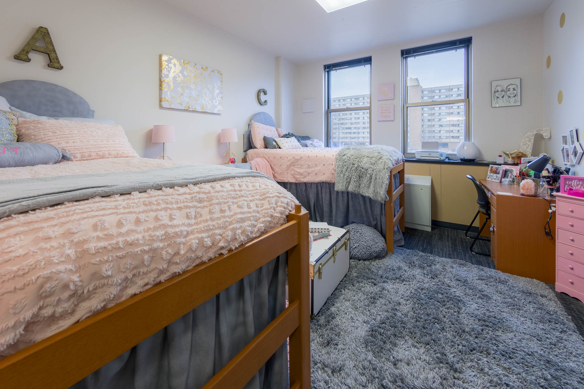 A double room in Ogg Residence Hall in 2018