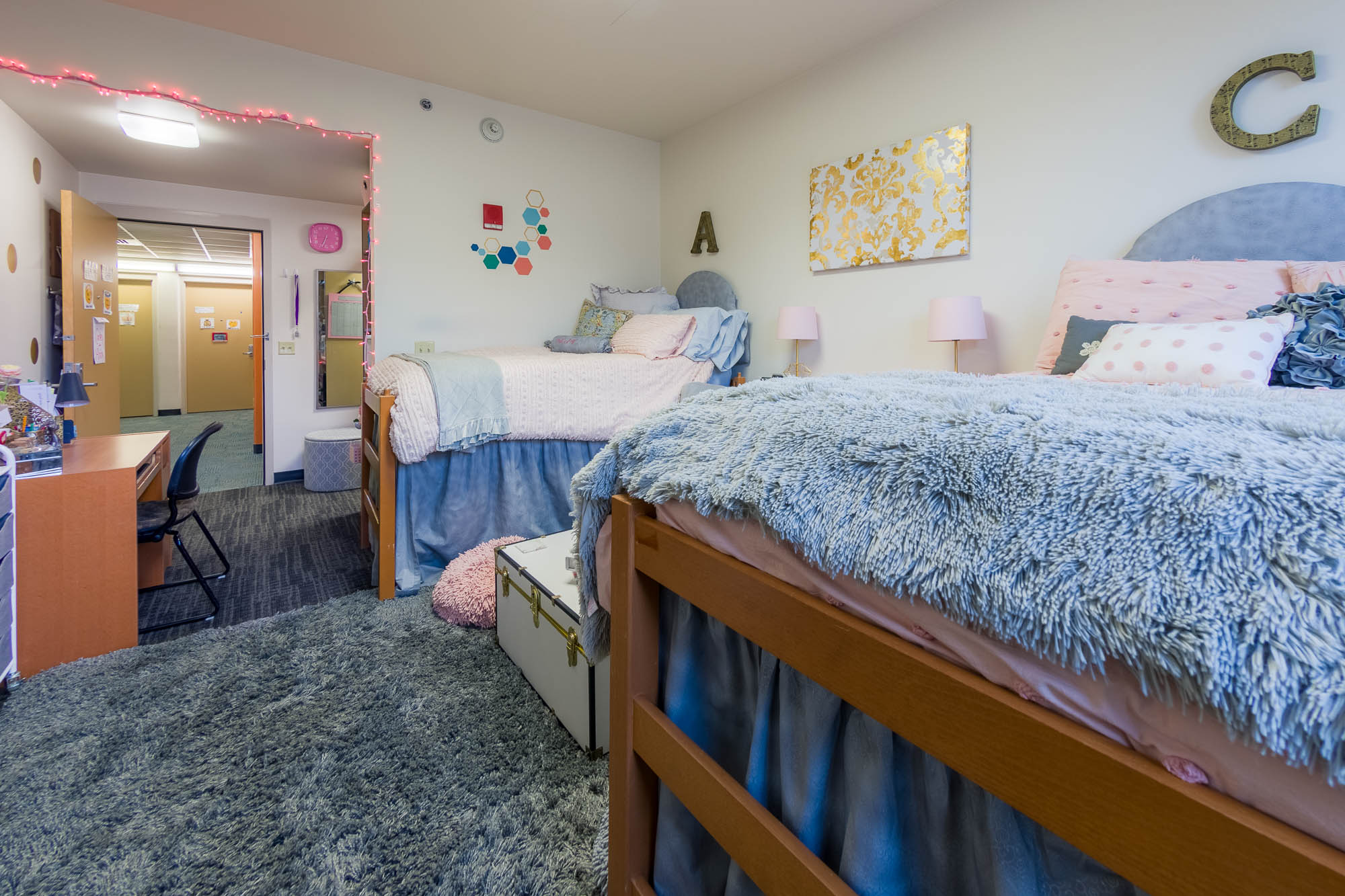 A double room in Ogg Residence Hall in 2018