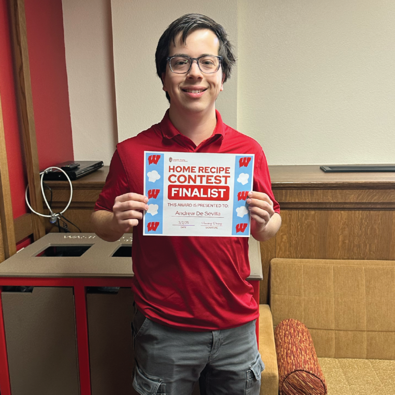 2025 Home Recipe Contest Finalist - Andrew D posing with certificate