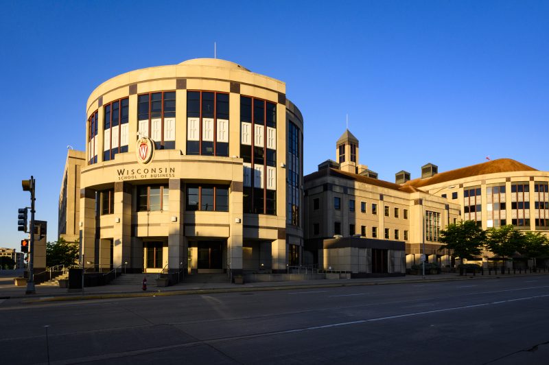 Grainger Hall is pictured at the University of Wisconsin-Madison on May 29, 2020. The building is home to the Wisconsin School of Business. (Photo by Bryce Richter / UW-Madison)