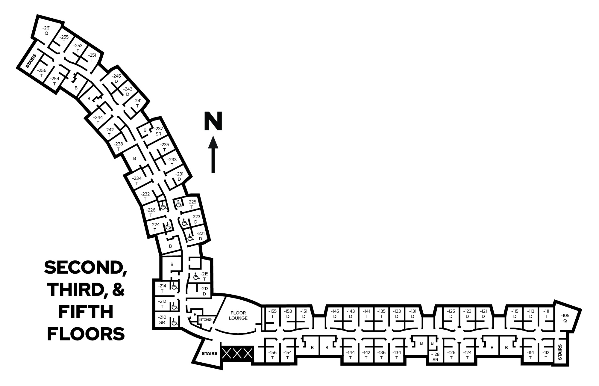 Dejope second, third, and fifth floors