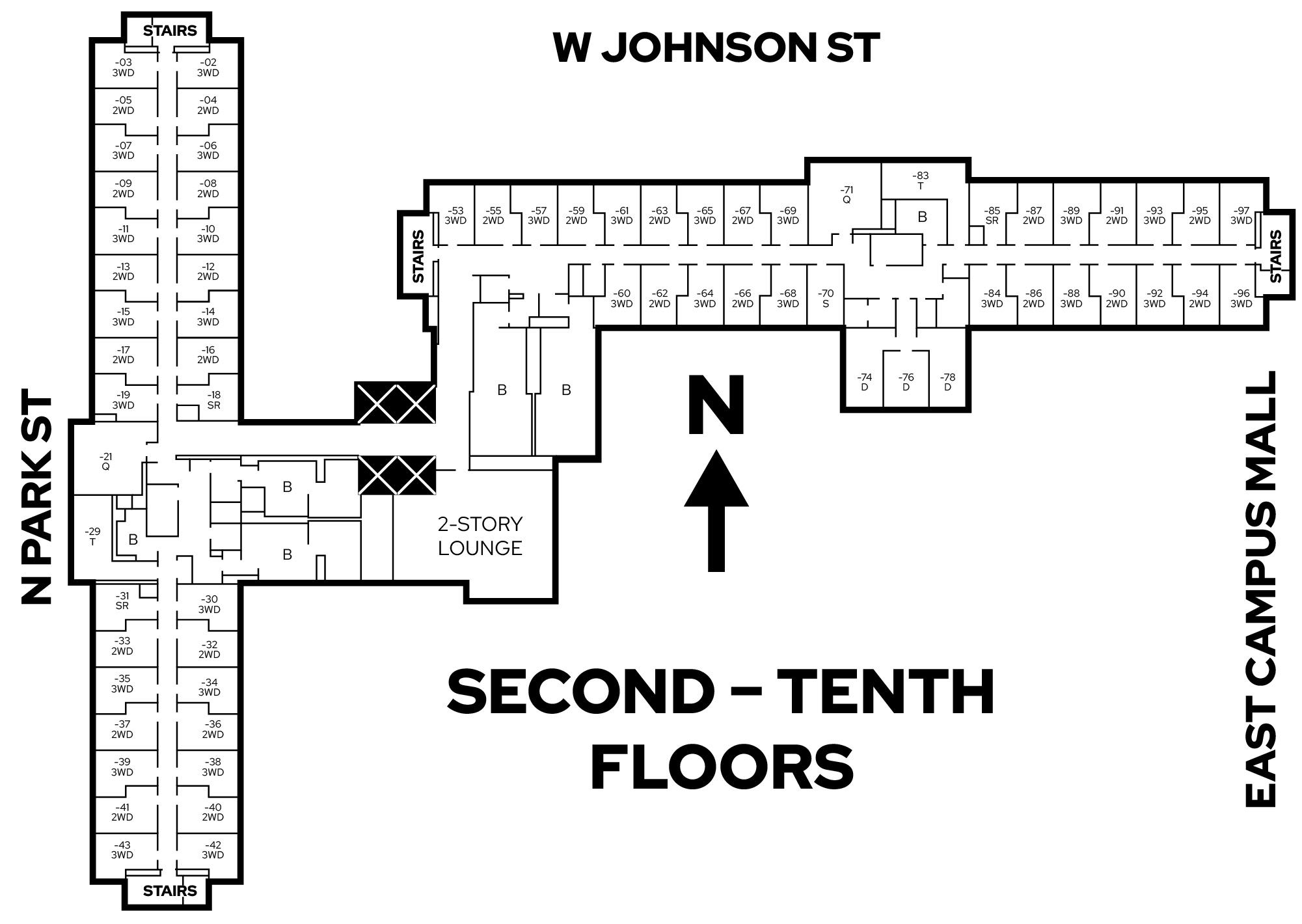 Sellery second - tenth floors