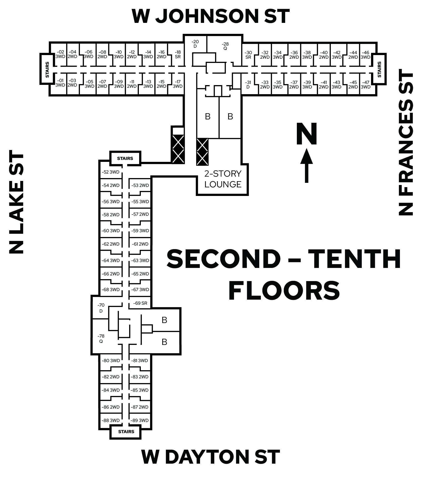 Witte second - tenth floors