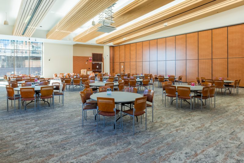 Circle table and chairs set up in the Sonata Room