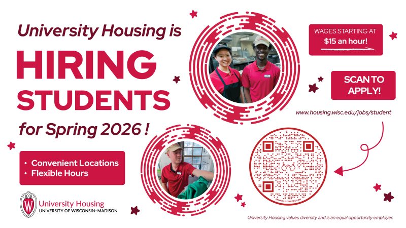 University Housing is hiring students for Spring 2026