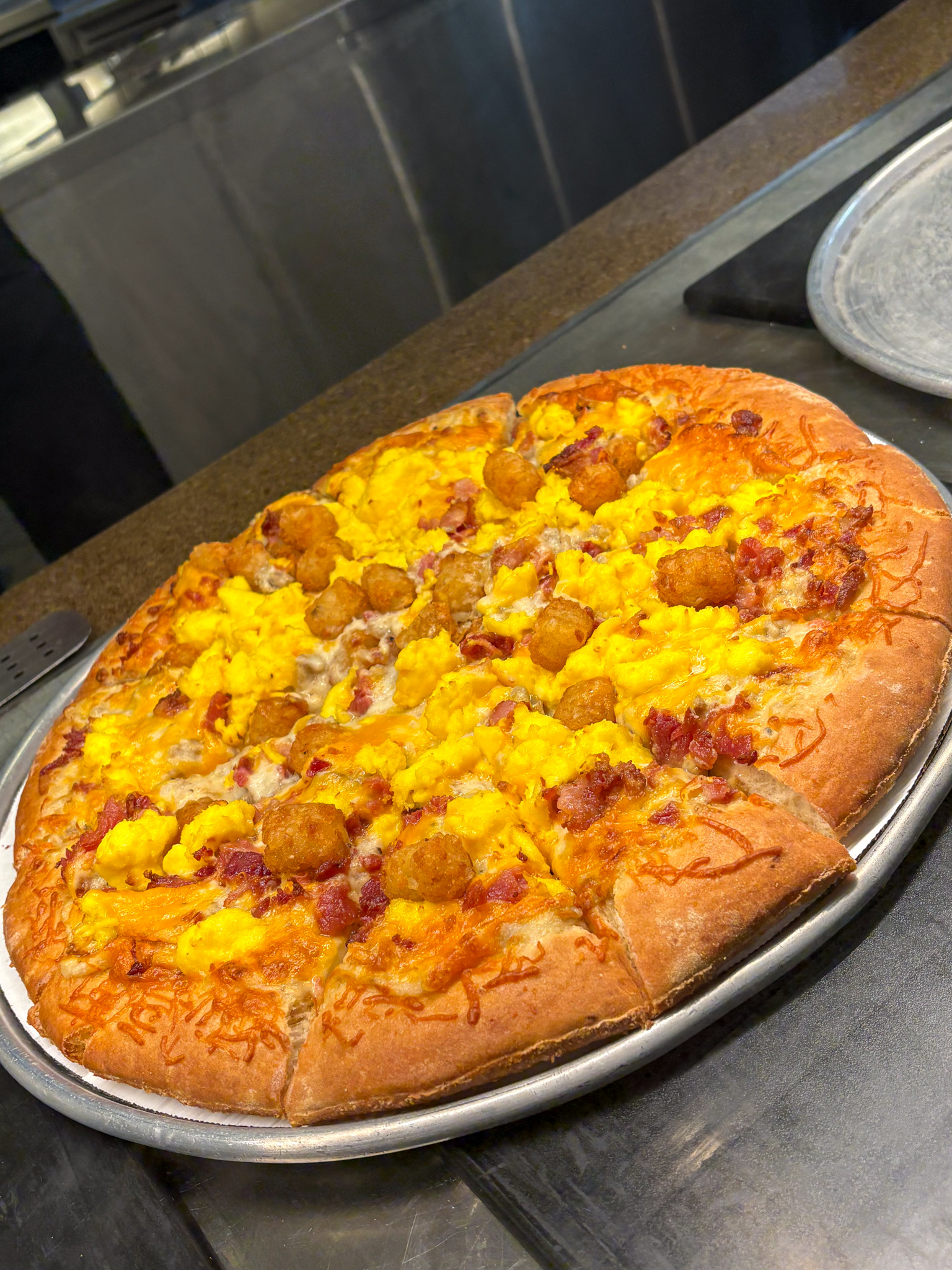 Breakfast pizza at Late Night Breakfast