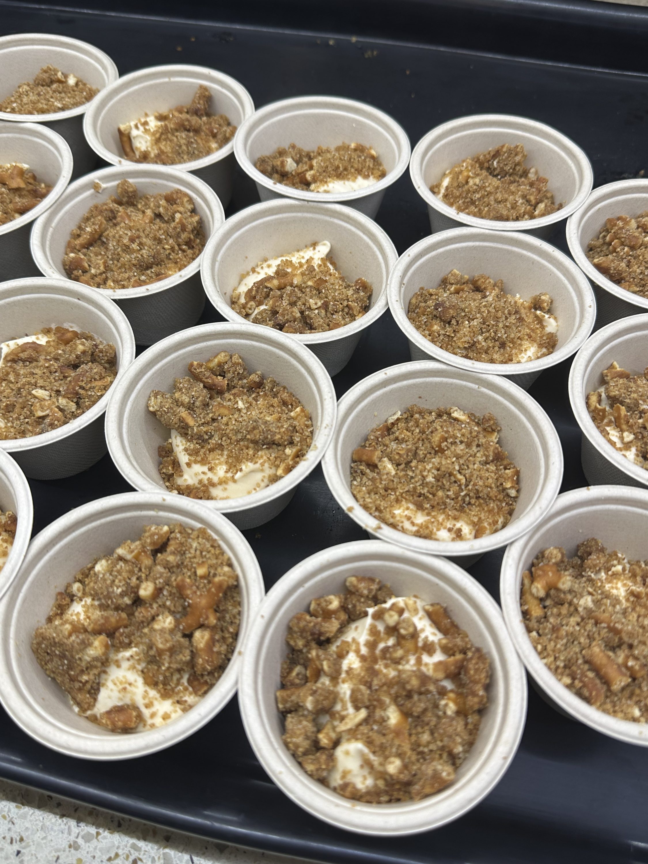 Mousse Salted Caramel with Pretzel special dessert for Winterfest at Four Lakes