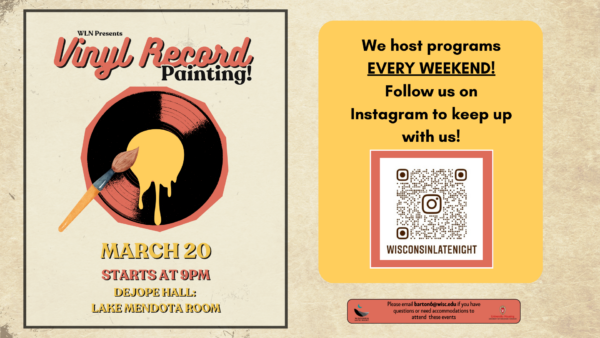 WLN Vinyl Record Painting digital event flyer with event details and other related graphics