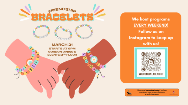 WLN Friendship Bracelets digital event flyer with event details and other related graphics