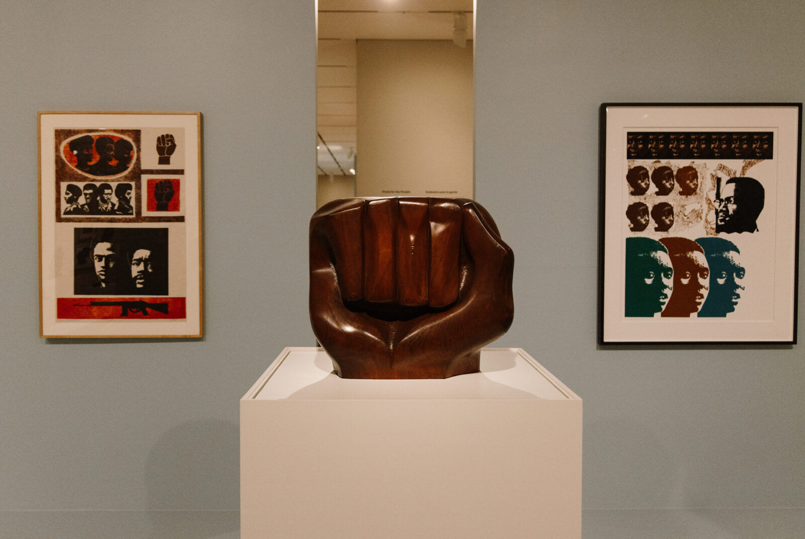 Sculpture artwork of a black fist