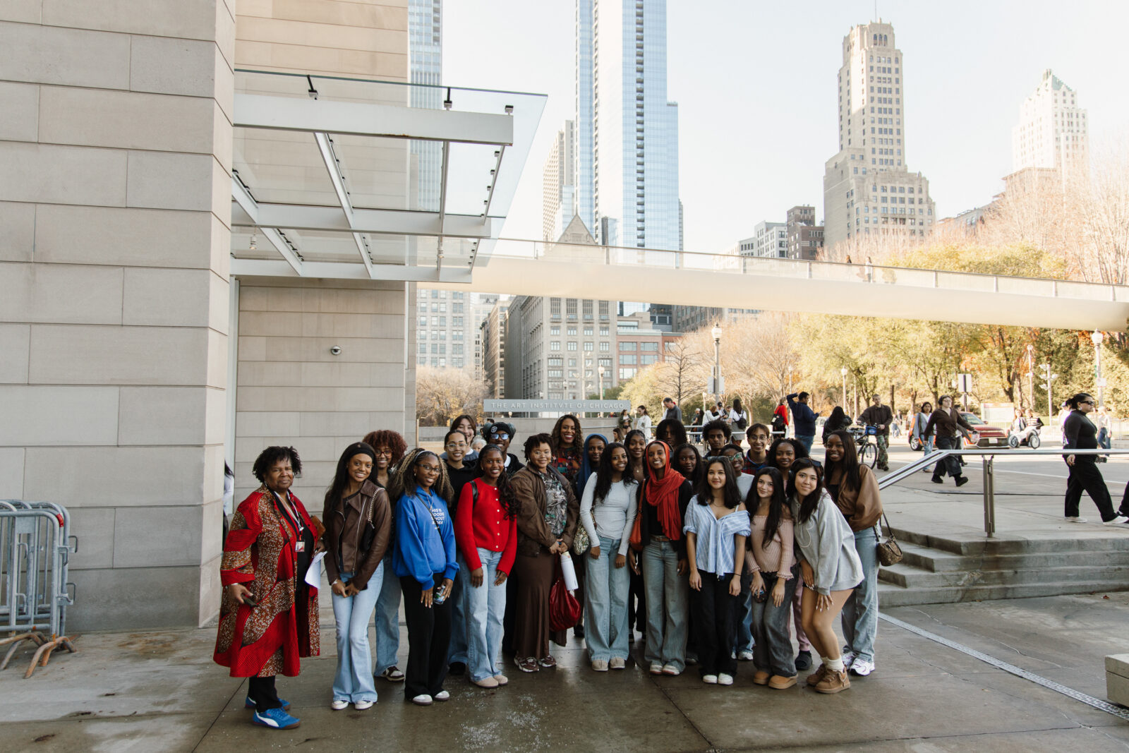 A group of people posting for a photo in Chicago, Illinois.