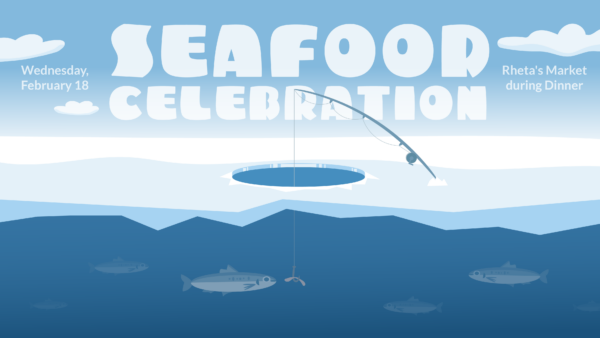 Seafood Celebration dining event digital design with date, time, and other related graphics