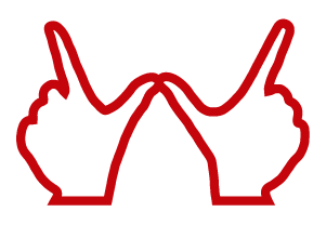 An icon of the letter "W" being formed with two hands