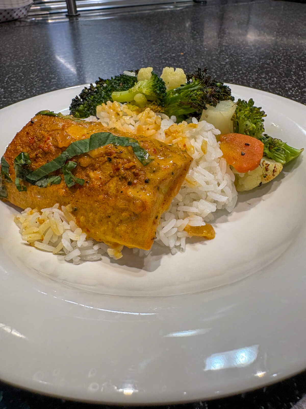 A plated Seafood Celebration special at Rheta's