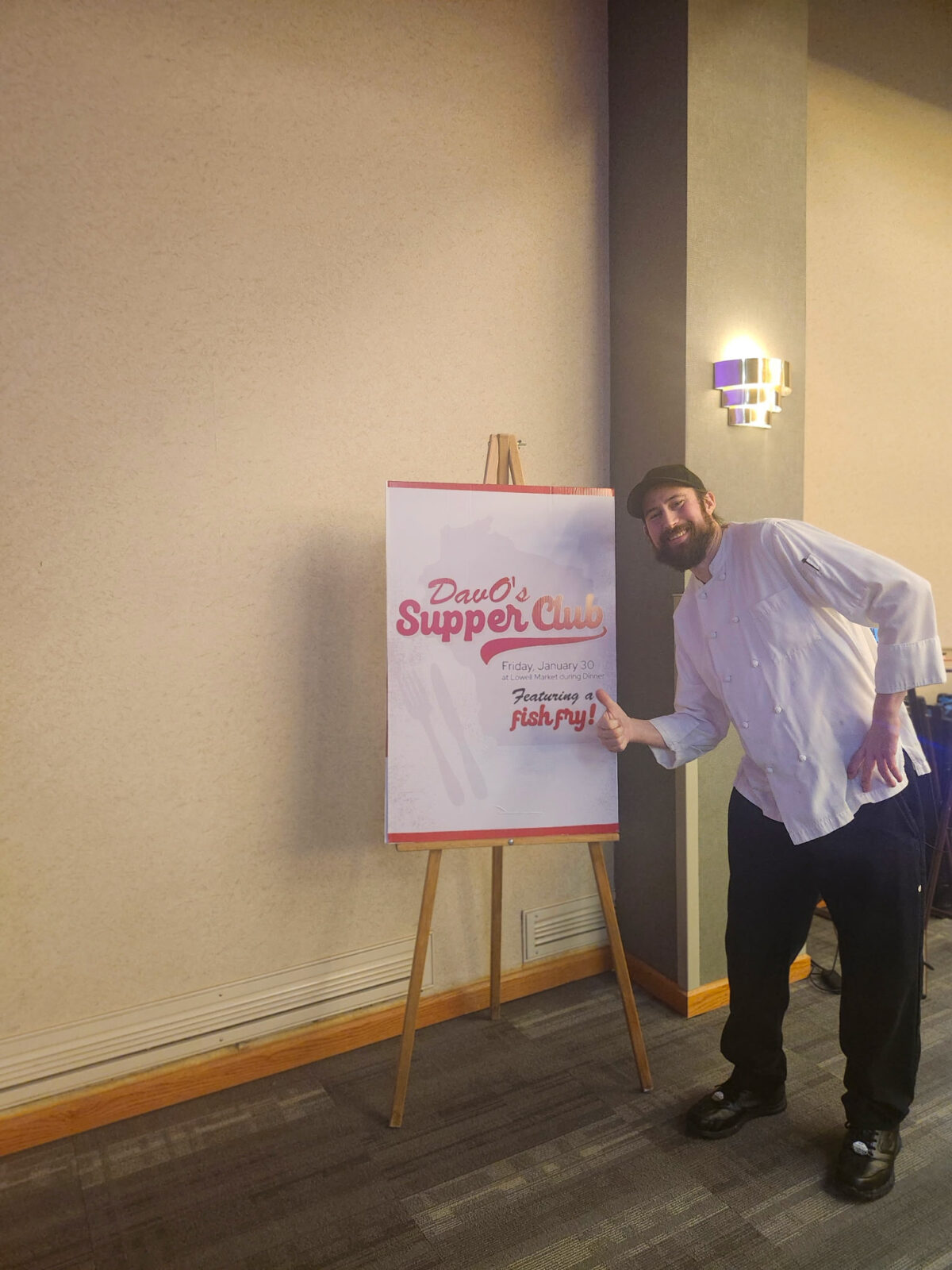 DavO posing with special event sign