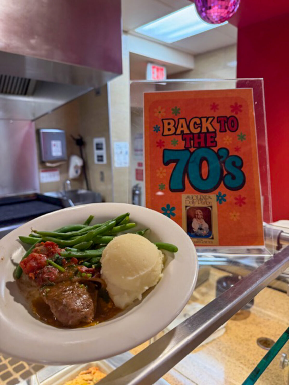 Plated meal at Carson's 70's Night
