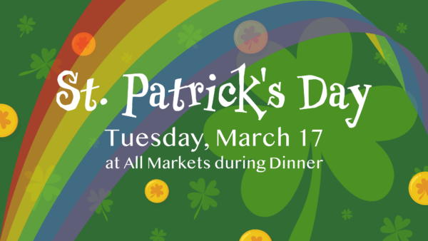 St Patrick's Day dining special event graphic design with event info