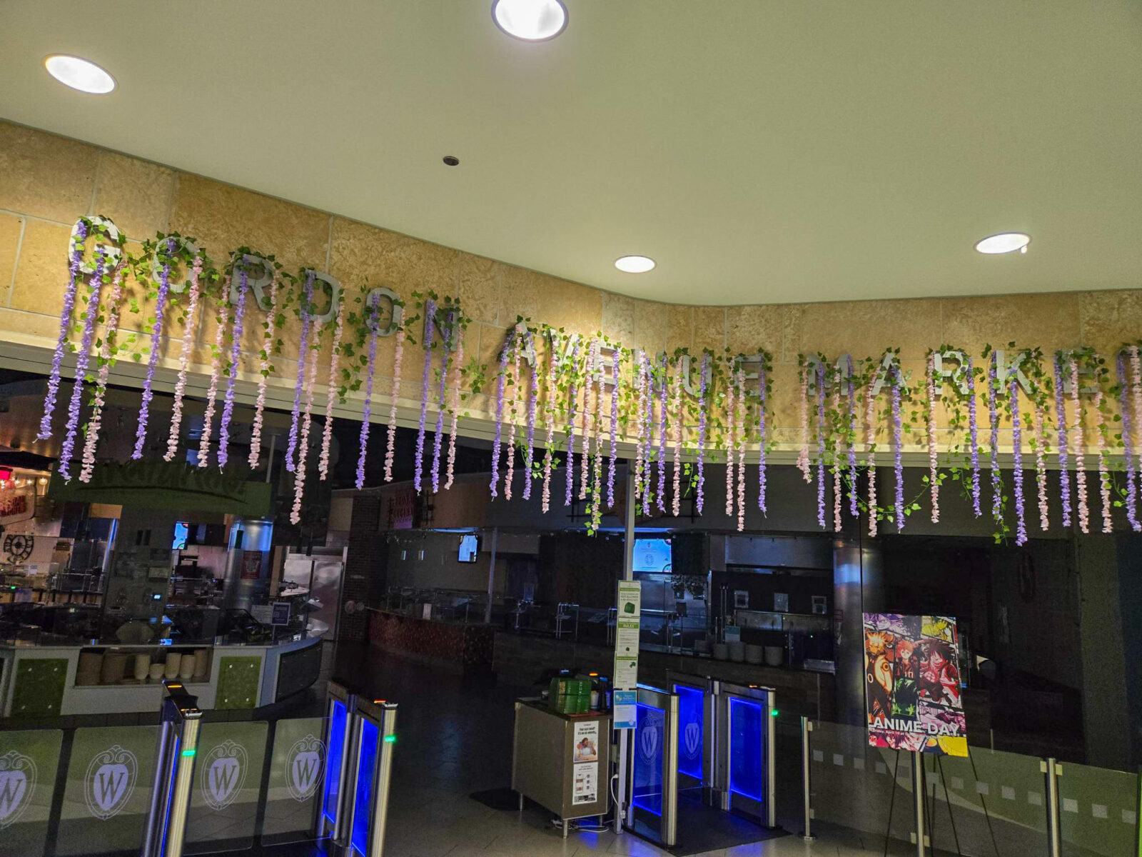 Anime Day decorations at Gordon Avenue Market's entrance