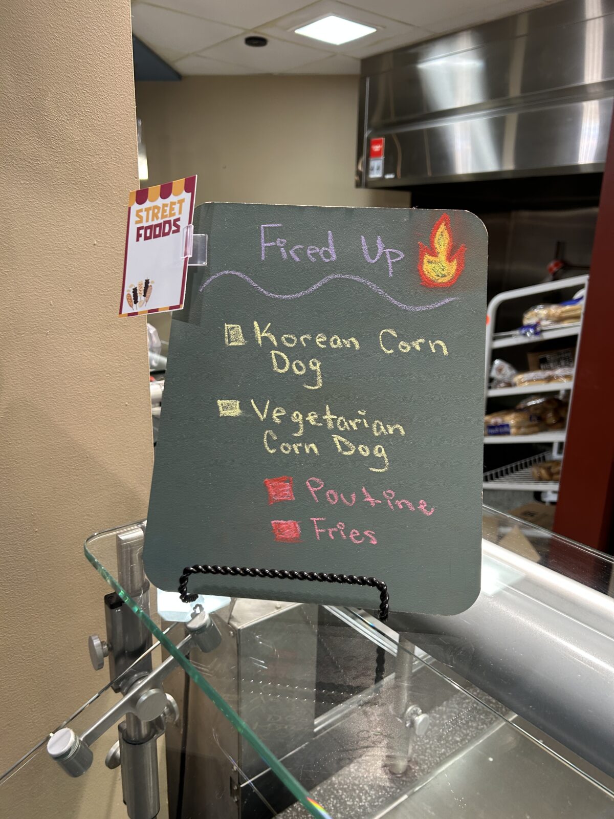 Rheta's Market Street Foods event station chalkboard sign