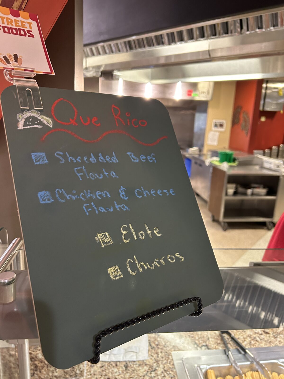 Rheta's Market Street Foods event station chalkboard sign