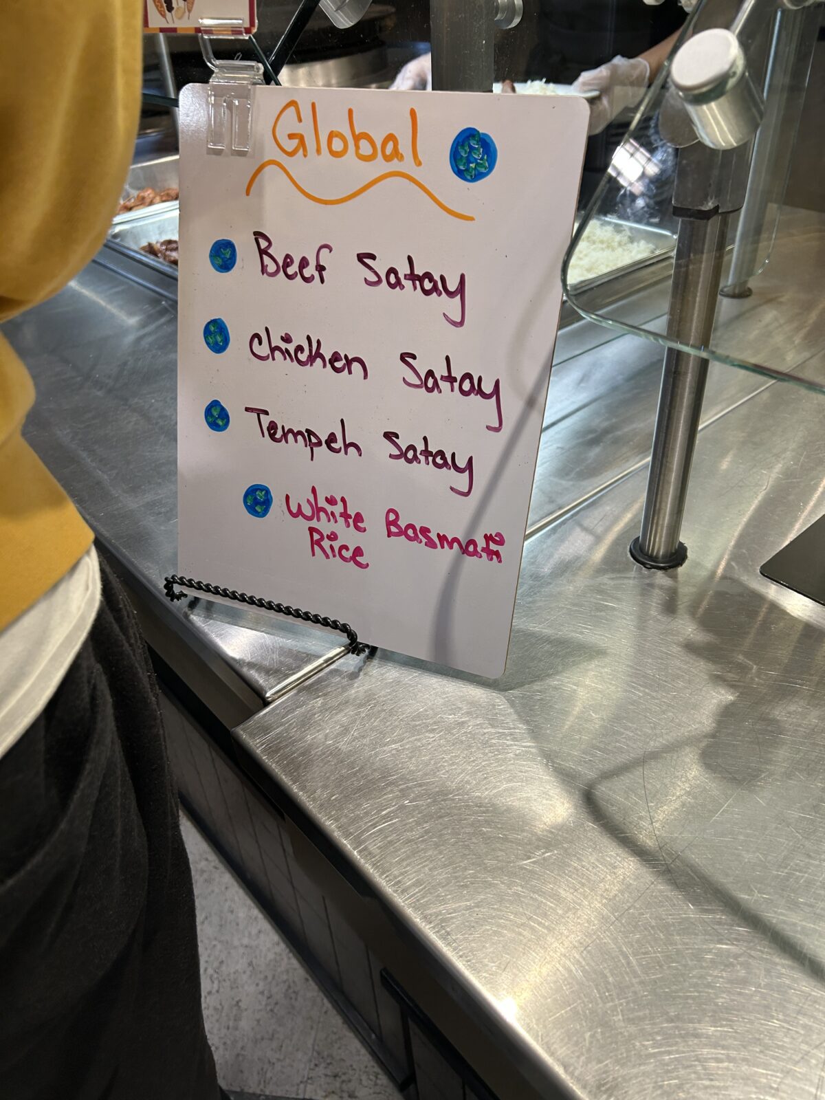 Rheta's Market Street Foods event station whiteboard sign